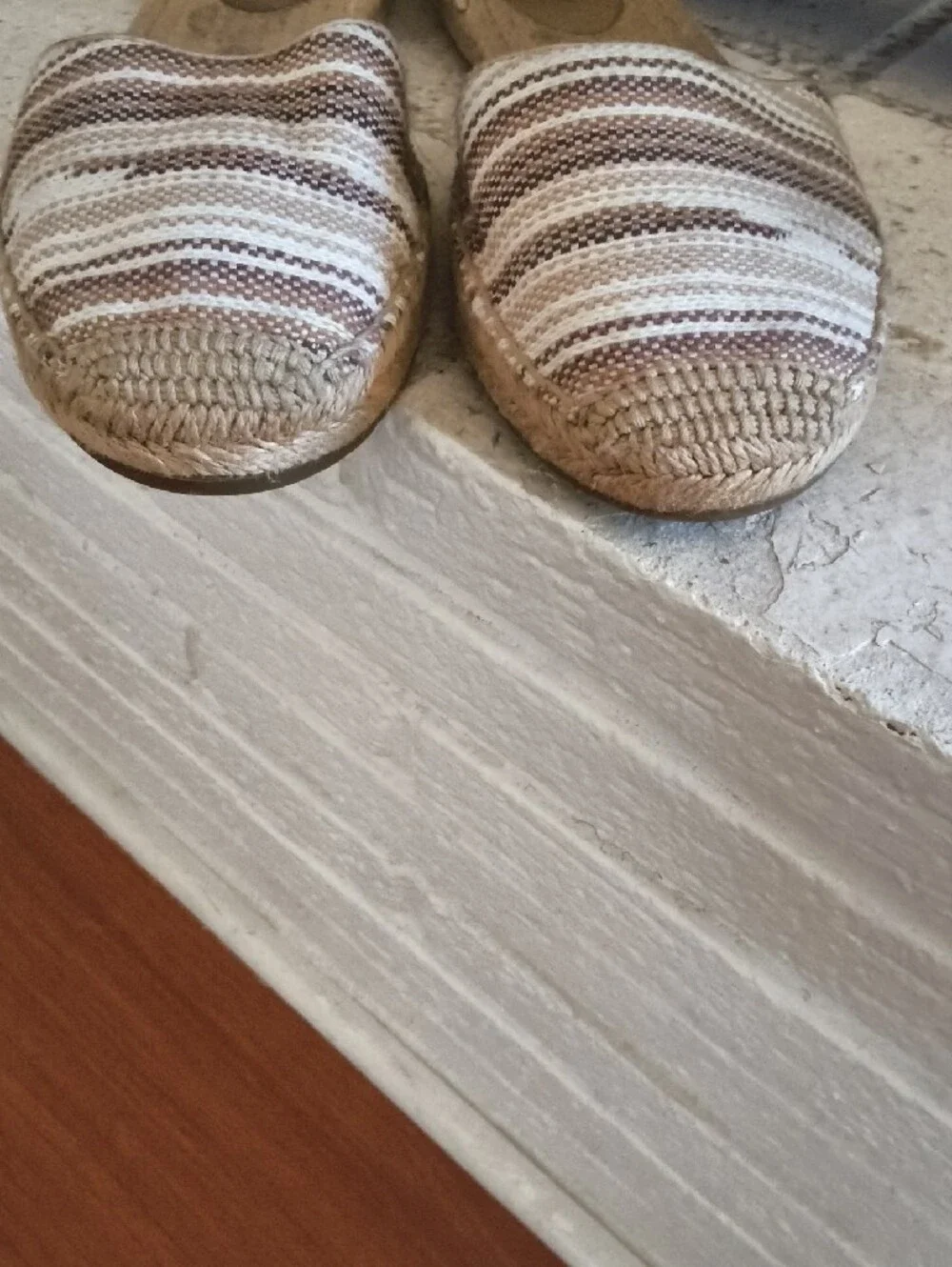 UGG Women's Cream and Taupe Striped Espadrille Flats